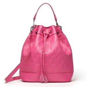 GLAMAHOLIC MONOGRAM MINI BUCKET BAG HOT PINK
